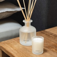 Diffuseur de parfum d'ambiance de luxe givré écologique avec bâtonnets en rotin, coffret cadeau en bouteille de verre