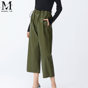 Pantalons en <span class=keywords><strong>cuir</strong></span> véritable pour femmes, moto, automne-hiver, vente en gros, nouveaux pantalons en <span class=keywords><strong>cuir</strong></span> véritable à jambes larges pour femmes - Product Image 4