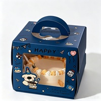Emballage pour desserts, boîte à gâteau d'anniversaire, fenêtre transparente en PET, poignée portable, impression de logo personnalisée, boîte à pâtisserie, emballage cadeau pour les fêtes