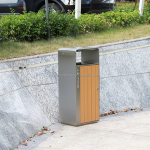 Hiện Đại Thép Không Gỉ Với Bằng Gỗ Chất Thải Bin Ngoài Trời Container Với Gạt Tàn Cho Đường Phố Tái Chế Thùng Rác Có Thể - Product Image 5