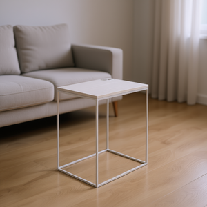 White Engineered Wood And Iron <b>Side</b> Table Modern Minimalist Coffee Table Living Room Furniture Durable Design - Product Image 2