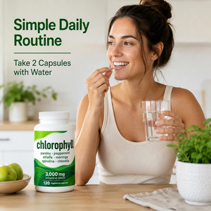 Capsules de chlorophylle biologique, compléments alimentaires antioxydants pour la beauté, végétaliens, sans gluten, pour adultes, 60 capsules, faible teneur en matières grasses - Product Image 2