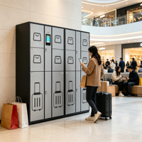 Casier à bagages électronique intelligent en métal personnalisé pour l'extérieur, pour un stockage sécurisé en public, casier à bagages intelligent multilingue