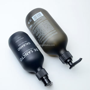 Vente chaude Bouteille en plastique à épaule plate 300ml 500ml Noir mat Emballage de shampooing pour hommes Bouteille de lotion avec pompe - Product Image 4