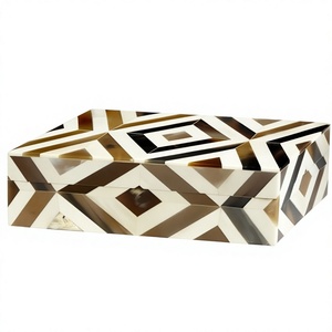 Modern Geometric Pattern Rectangular Storage Box Glossy Resin Decorative Jewelry Box for Living Room - Product Image 1