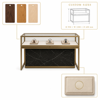 Vitrine à bijoux portable avec éclairage LED, luxe moderne, bois massif, finition foncée