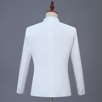 Stand Coller Blazer gaya Cina, setelan & celana bordir emas 2 potong Mode