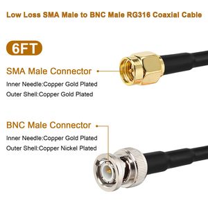 <span class=keywords><strong>Cable</strong></span> SMA macho a BNC macho de 6 pies, <span class=keywords><strong>Cable</strong></span> SMA a BNC <span class=keywords><strong>Cable</strong></span> adaptador RG316 SMA BNC <span class=keywords><strong>para</strong></span> aplicaciones RF/antenas/dispositivos LAN inalámbricos - Product Image 3