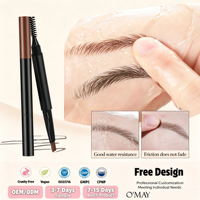 Crayon à sourcils rétractable double embout OEM, étanche et résistant à la transpiration, à pointe dure naturelle, anti-bavure, personnalisable avec logo – Offre Spéciale