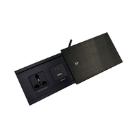 Modul Daya Penutup Geser Tersembunyi Hitam Universal 1 Soket PD 30W USB AC Pengisian Daya Soket Meja untuk Penggunaan Industri