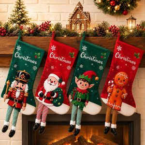 <span class=keywords><strong>Chaussettes</strong></span> <span class=keywords><strong>de</strong></span> Noël Harmony 3D Leg Design avec imprimé Père Noël, elfe, casse-noisette et pain d'épices, <span class=keywords><strong>chaussettes</strong></span> cadeaux <span class=keywords><strong>de</strong></span> Noël en velours - Product Image 1