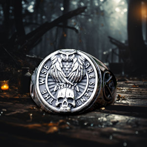 New Gothic Viking freemasonry và quạ sọ thép không gỉ Vòng Unisex nam giới và phụ nữ của nam giới quà tặng với miễn phí vận chuyển - Product Image 2