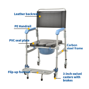 <span class=keywords><strong>Chaise</strong></span> de douche et de toilette réglable en hauteur en acier carbone, <span class=keywords><strong>chaise</strong></span> de toilette portable pour personnes âgées et handicapées, montage sans outil - Product Image 4