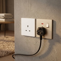Prise murale BENDI moderne, blanc mat, module 86 mm, norme britannique 13A, ignifuge, PC, IP22, usage commercial, hôpital