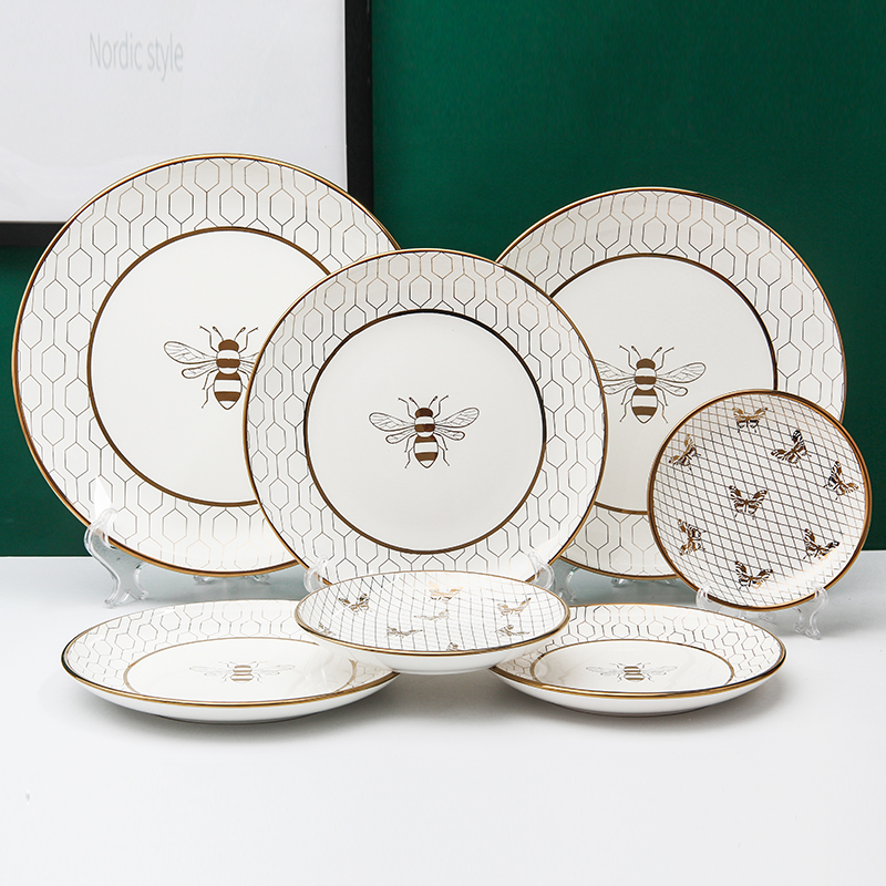 Обеденная тарелка разных размеров с принтом насекомое бабочка пчела шаблон сервировочные тарелки для ресторана