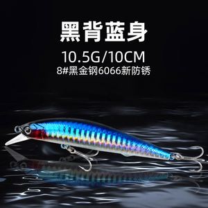 Leurre de pêche Minnow suspendu à longue portée en acier noir doré antirouille Lua - Product Image 6
