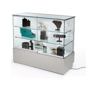 Vetrina <span class=keywords><strong>nera</strong></span> dell'esposizione dei gioielli del pavimento di vetro di legno della gioielleria di lusso al dettaglio con la serratura - Product Image 5