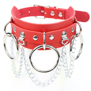 Wowei Punk <span class=keywords><strong>Goth</strong></span> Studded Rivet Pu Leather Gothic Collar Chains Gargantilha O <span class=keywords><strong>Ring</strong></span> Colar Ajustável para Mulheres e Homens - Product Image 4