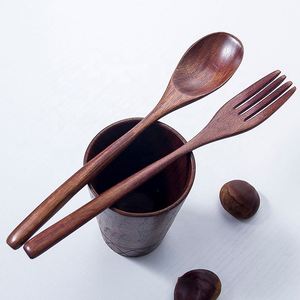 Japan Dining Long Handle Wood Spoon <b>Fork</b> Salad Fruit Dessrt <b>Fork</b> Creative Tea Spoon Coffee Spoon - Product Image 4