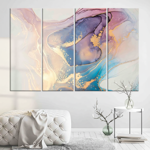 Shimmering Elegance: Printed <b>Canvas</b> Artwork of Blue Marble Glass <b>Wall</b> Decor,SET OF 4 <b>CANVAS</b> - Product Image 3