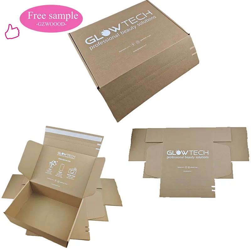 Ecomerce Boîte en carton ondulé recyclé Zipper Tear Strip Mailer Print Rigid Packaging Kraft Paper Shipping Boxes