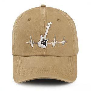 Gorra de Béisbol Retro de Algodón Lavado con Bordado de ECG de Guitarra, Ajustable, Informal, para Hombre y Mujer - Product Image 2