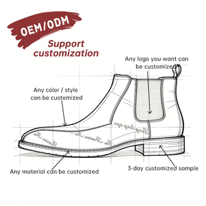 Bottes Chelsea montantes en cuir véritable pour hommes, style rétro, imperméables, rehaussantes de 4 cm, pour l'hiver – Qualité supérieure, personnalisables OEM - Product Image 3