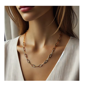 Wholesale Fashion <b>Long</b> Oval Link Chain <b>Necklace</b> - Stainless Steel Thin <b>Necklace</b> Chain for Women - Product Image 1