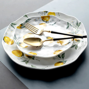 Vajilla de cerámica con estampado de limón, platos <span class=keywords><strong>para</strong></span> ensaladas, venta al por mayor - Product Image 3