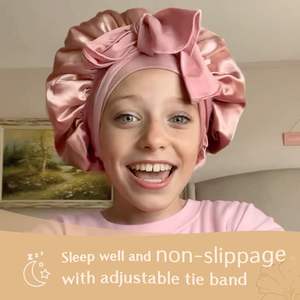 <span class=keywords><strong>Bonnet</strong></span> en satin rose de luxe à double couche personnalisé en gros, <span class=keywords><strong>bonnet</strong></span> unisexe pour enfants et bébés, utilisation quotidienne, réglable pour les enfants - Product Image 3