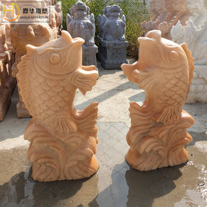 Fuente Decorativa de Piedra Tallada Jiahua con Forma de Carpa Roja al Atardecer, Estilo Europeo, para Exteriores, Escultura Animal Duradera - Product Image 3