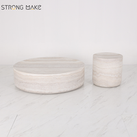 Juego de Mesa de Centro de Lujo, Decoración para el Hogar, Diseño Moderno Nórdico, Mesa de Centro de Fibra de Vidrio Color Mármol Travertino para la Sala de Estar
