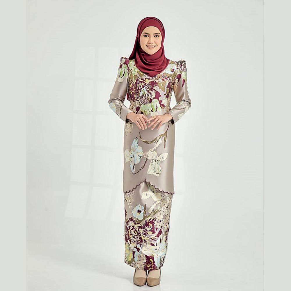 Hijab Songket Long Dress Elegant Baju Kurung Modern Fashion For