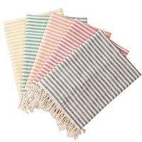 Turkish Custom Design Logo Eco-friendly All-Season Beach Bath Towel Striped Polyester Cotton Woven Tassel Quick-drying