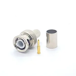 bnc connector cctv BNC RG59 RG6 connector body brass shell nickel plated core gold plated bnc connector