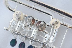 <span class=keywords><strong>Trompeta</strong></span> Profesional Modelo 4 con Válvulas Rotatorias de Latón Plateado, <span class=keywords><strong>Trompeta</strong></span> Piccolo BB/A para Principiantes, Instrumento Musical - Product Image 4