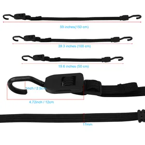 Customized Color Superior Latex Flat Bungee Cord With Hooks Adjustable Length Bungee Cords