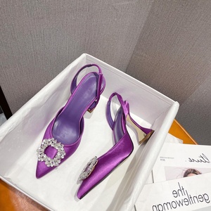 Zapatos de Tacón para Mujer de Lujo con Cristales y Tira Trasera, Zapatos de Novia de Verano Cómodos con Tacón Triangular para Fiesta y Boda 2025 - Product Image 1