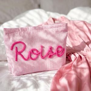 Travel Makeup Women <b>Envelope</b>-Type Instagram Style Seersucker Storage W/ Name Cute Toiletry Cosmetic Bag Summer - Product Image 5