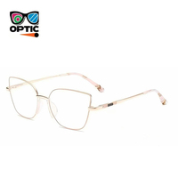 Monture de lunettes œil-de-chat classique pour femme, élégante, avec branches métalliques, pour verres correcteurs