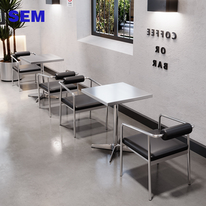 ชุดโต๊ะเก้าอี้สแตนเลสสำหรับร้านค้า ร้านอาหาร คาเฟ่ ขายส่ง - Product Image 1
