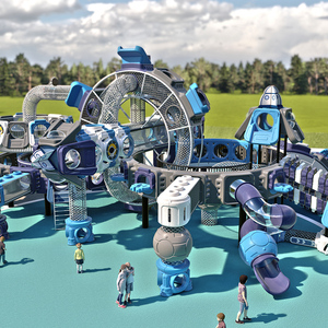 Estructura de Juego al Aire Libre con Temática Espacial Compleja, Toboganes de Tubo de Acero con Forma de Robot, Gran Parque Infantil al Aire Libre para Niños, Parque de Aventuras - Product Image 2