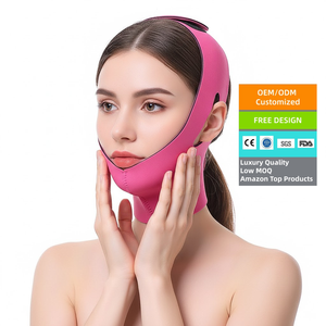Bandeau de lifting facial professionnel super élastique - Conception ultra-fine réutilisable pour la réduction du double menton et l'amincissement du visage Rose - Product Image 1