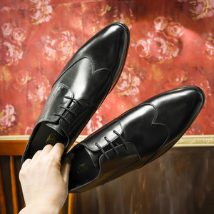 Zapatos formales clásicos de lujo para hombre, de alta calidad, con cordones, hechos a mano, con estilo y simplicidad, de cuero. - Product Image 6