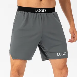 Groothandel Custom Logo Tailleband Zakken Polyester Atletische Sport Actieve Hardloopshort De Hombre Heren Gymshorts