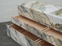 Meuble-lavabo de salle de bain de luxe SH STONE en marbre Calacatta Breccia Turquoise avec plan de travail en pierre