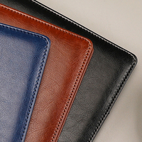 A4 fournitures de bureau en cuir PU bleu marine avec logo personnalisé pour documents classeur à anneaux dossier padfolio portefeuille avec presse-papiers