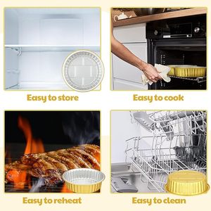 Small Aluminum Foil Disposable Cake Pans PP Lids Microwavable Food Grade 450mL Capacity for Cupcake <strong>Brownie</strong> Muffin <strong>Tins</strong> - Product Image 6