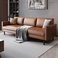 Canapé de salon moderne minimaliste carré de petite taille, écologique, durable, en cuir PU rembourré avec éponge haute résilience