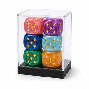Ensemble de dés en acrylique marbré nacré personnalisé de 16 mm avec points dorés, plusieurs couleurs, pour jeux de société et cadeaux - Product Image 6
